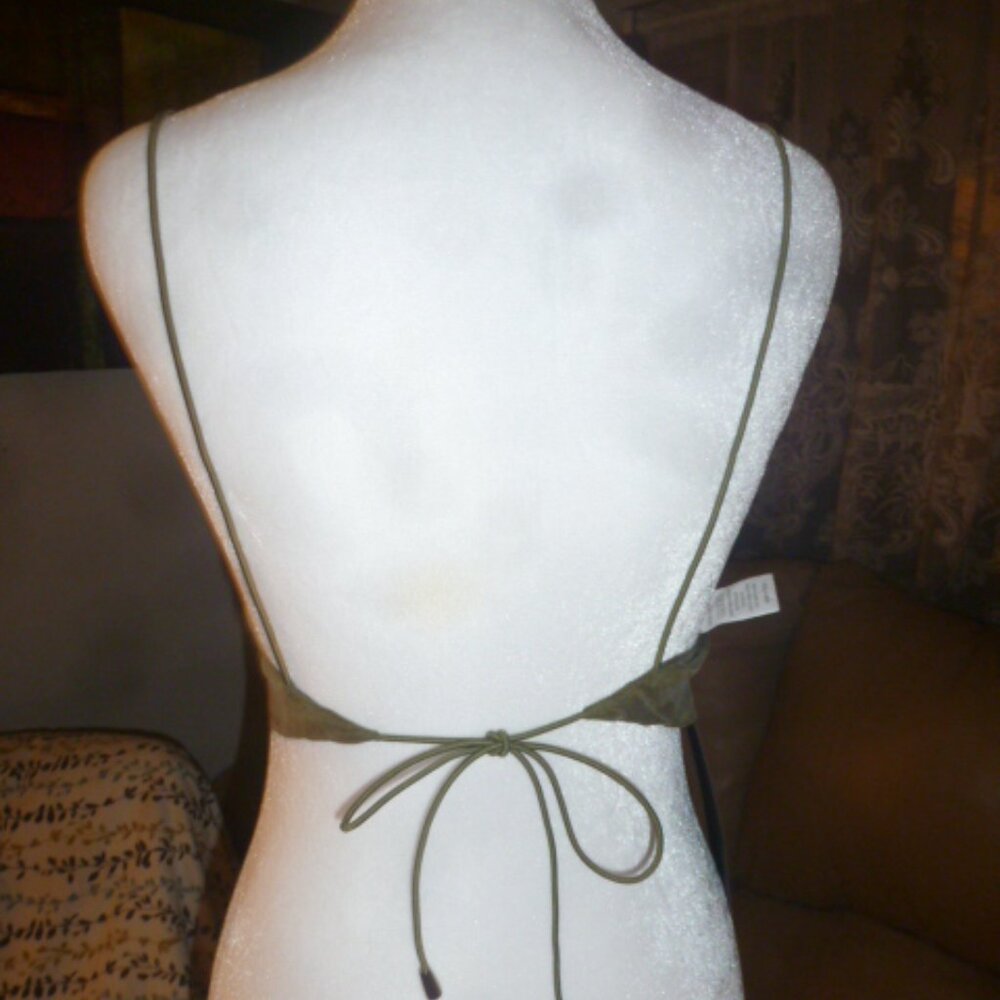 NWT LOCAL EUROPEAN women olive green cupro backless tie back cropped tank top